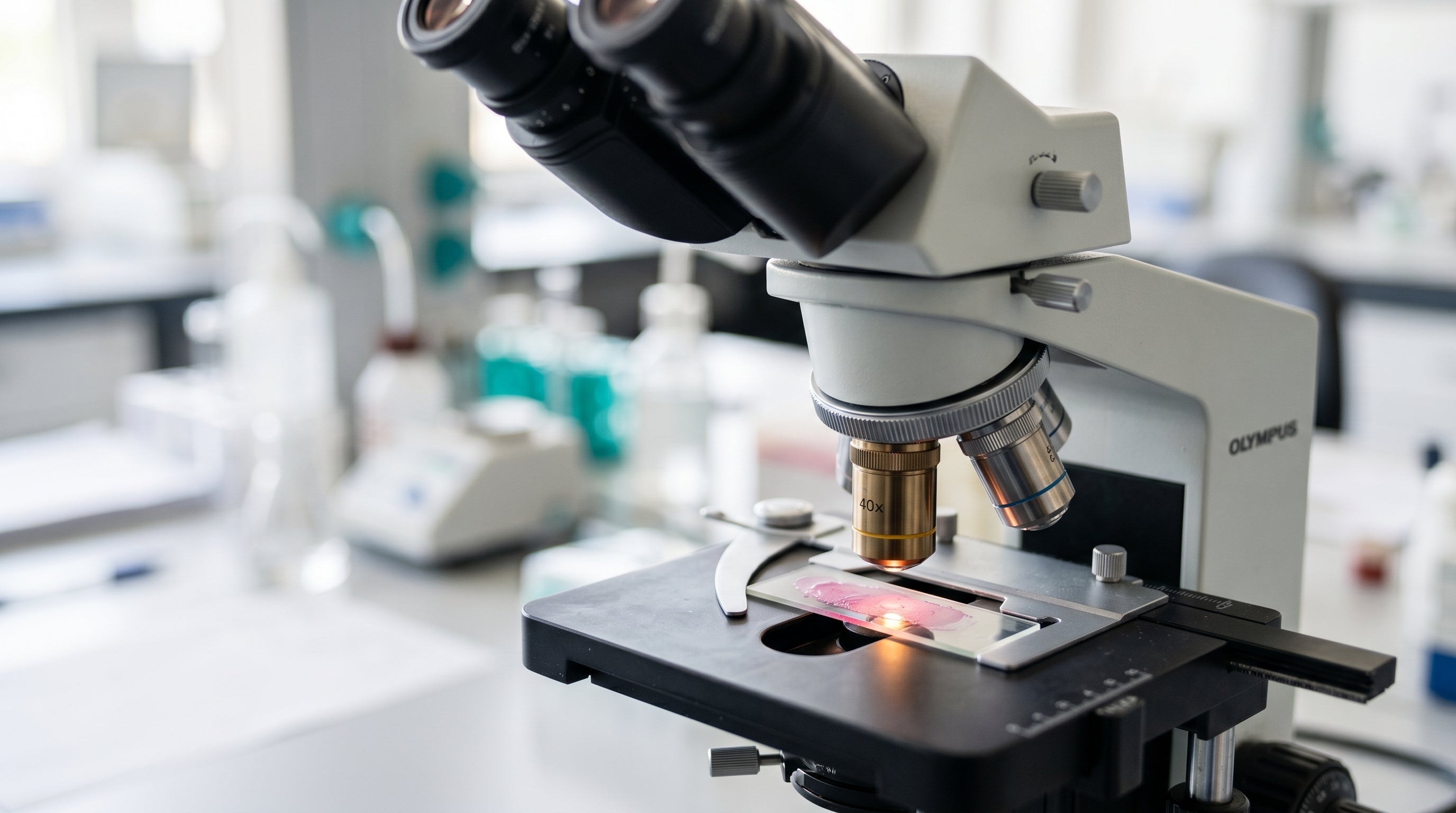 Gum tissue examined under a laboratory microscope